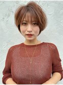 前髪ピンクベージュマチルダボブ【錦糸町/ショート】