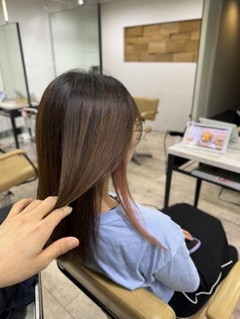アジールヘア 所沢プロペ通り店(agir hair) イヤリングピンクベージュレイヤーカットデザインカラー所沢