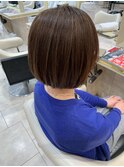 伸ばしかけボブ40代50代60代白髪ぼかし白髪染め内巻き前髪なし