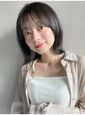 アプリコットオレンジイメチェン外ハネボブくびれヘアa