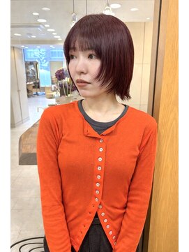 モリオ フロム ロンドン サッポロファクトリー店(morio FROM LONDON) morio 札幌 ボブカット 顔周りカット チェリーレッド