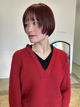 ヘアーアイストゥーレ(HAIR ICI TRE) 小顔ボブ丸みショートレイヤーブリーチなしピンクベージュ春