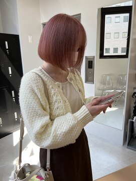 ベレーザシェルト(Beleza scelto) ピンクベージュ×ボブ_ブリーチ2回