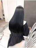 ブルーブラック暗髪カラー黒髪ロング髪質改善トリートメント美髪