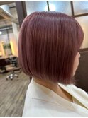 切りっぱなしボブ/透明感ダブルカラー/アッシュピンク/韓国