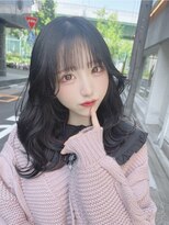 リルミー ミュエナ 大須 矢場町(Lilme myuena)&nbsp;ブルーブラック　シースルー前髪　可愛い 小顔後れ毛　＊Lilme＊