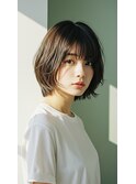 透明感あるデザインカラー×前下がりボブカット30代40代50代越谷
