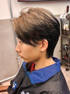 エルマノ 仙川(L mano) センターパートアップバングツーブロックメンズスパイラルパーマ