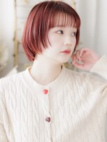 カバーヘア ブリス 北浦和(COVER HAIR bliss)&nbsp;チェリーレッドぱっつん前髪シャギーカットa北浦和10代20代30代