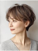 大人可愛い40代50代くびれショートボブ丸みショート