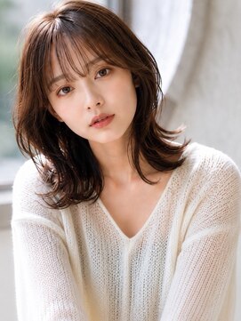 ヘアメイク アージュ 天神西通り店(HAIR MAKE age) くびれヘア ミディアム ワンカール シアーグレージュ 髪質改善