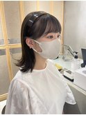 外ハネボブ/透明感暗髪グレージュ/艶髪地毛風カラー
