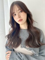 バイオレット 表参道店(Violet) ロングレイヤーカット 前髪パーマ グレージュ 顔周りカット