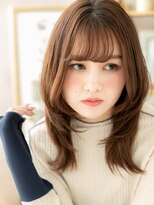 カバーヘアアンドスパ ブリス 浦和(COVER HAIR&SPA bliss) 斜めバングオレンジベージュくびレイヤーA1浦和20代30代40代