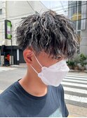 メッシュハイライトスパイラルパーマツイストパーマツーブロック