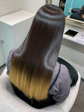 セタ 新宿(seta) グラデーション/イエロー/黒髪/艶髪ロング/髪質改善ストレート