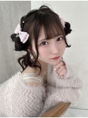 ヘアアレンジクラゲヘアツインアレンジガーリーヘア