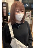 20代30代◎透明感ミルクティーベージュミディアムレイヤー