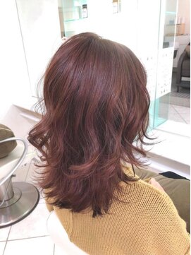 ミューズ 新小岩店(HAIR&NAIL MUSE) 鎖骨ミディアムうるツヤ髪ゆるふわ巻き大人女子ボルドーレッド