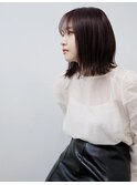 切りっぱなしボブ/ダークラベンダー/透明感カラー/