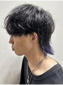 マッシュウルフインナーカラー紫シャンプーブリーチカラー