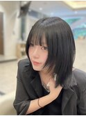 ハッシュカット/韓国ウルフ/フェイスレイヤー/黒髪ボブ