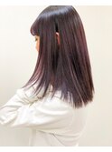 レッドパープルブラウンカラー×ストレートヘア