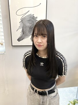 ヘアー アイス 御器所本店(HAIR ICI) ブリーチなし艶カラーオリーブカラーロングレイヤー
