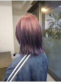 ピンクとラベンダーのルーツグラデーションカラー