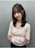 美髪イメチェンくびレイヤーミディアムワイドバングヘア