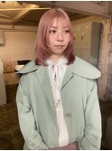 レイヤーカットピンクベージュ