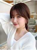 美髪ミディアムストレート寒色系カラー極細ハイライト