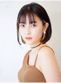 20代～50代☆フェイスフレーミング☆インナーカラー黒髪ボブ