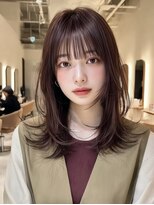 ケシキ 表参道 原宿(kesiki.)&nbsp;ミディアムレイヤー顔周りカットハッシュカットワンホンレイヤー