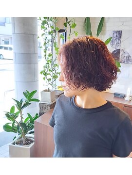 ヘアーサロン カヴィエ(hair salon covie) ショートボブパーマ　ボブパーマ　バイオレットピンク