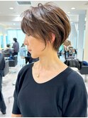 30代40代50代絶壁解消ひし形白髪ぼかし大人ショートボブ【西】