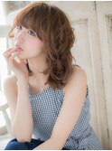 オレンジベージュふわフェミニンロングウルフa小山10代20代30代