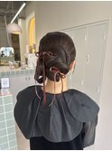 お呼ばれヘアセット/個性派/タイトヘアセット/シニヨン