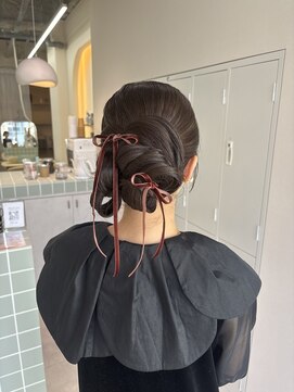 お呼ばれヘアセット/個性派/タイトヘアセット/シニヨン