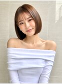 シースルーバング丸みボブ