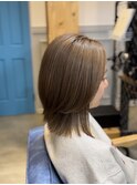 外はねスタイルイメチェン外ハネボブ美髪くすみベージュマロン