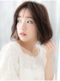 透け感インナーカラーくせ毛風ゆるふわボブa小山10代20代30代