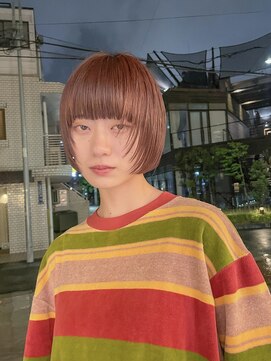 ルル 表参道(lulu.) ミニボブ レイヤーボブ オレンジカラー 暖色 フルバング【Riku】