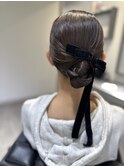 ベロアリボン×タイトシニヨン
