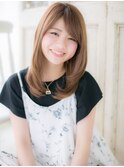 ミルクティーベージュツヤ髪レイヤーロングa小山20代30代