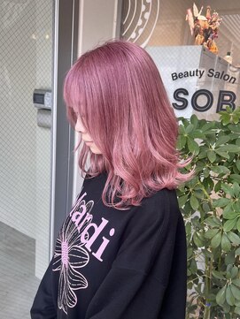 アソビセカンド 原宿(ASOBI 2nd) ダブルカラー/黒髪/ボブルフ/ネビージュ/原宿/前髪/ピンクカラー