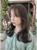 2wayバング レイヤーカット ロングレイヤー オリーブカラー