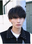 緩めシャドウパーマ×黒髪×マッシュ