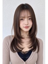 ヌフ(neuf) 大人可愛い顔周りレイヤー×シースルーバング 艶ブラウン
