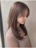 グレージュアッシュバタフライカットハッシュレイヤー30代A38